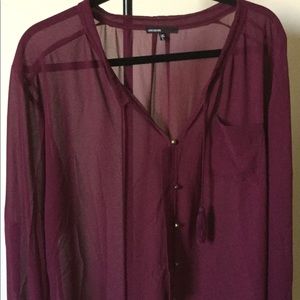 Dark Burgundy button up blouse
